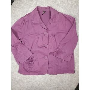 Ambition Girls Size Medium Dark Purple Button Up Jacket Pockets